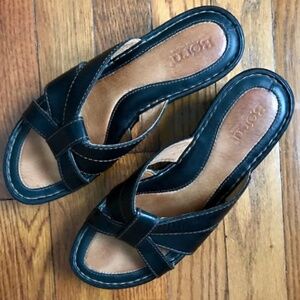 Born Leather Strappy Wedge Sandals Size 7
